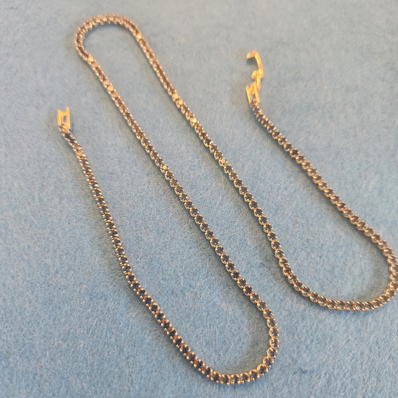 Gold Plated Blue CZ Necklace - Picture 2 of 5